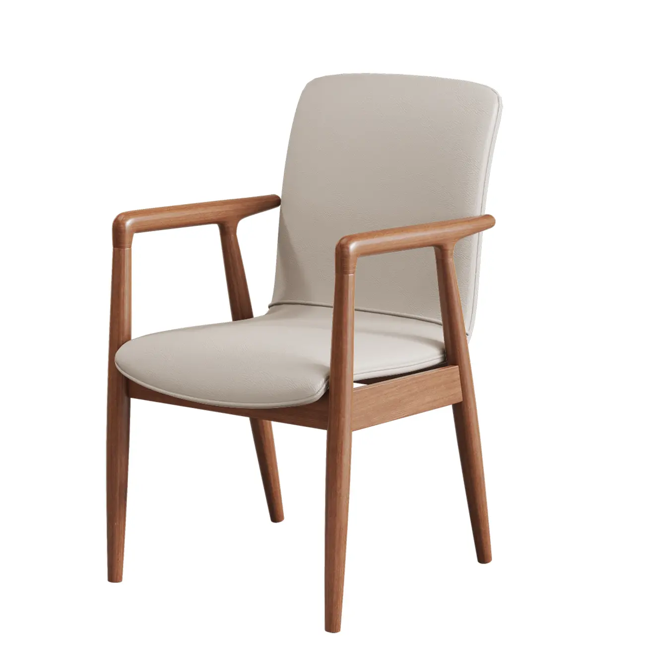 Modern Wood Faux Leather Upholstered Dining Armchair