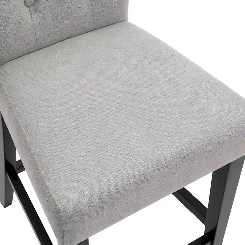 25 Inches Fabric Counter Height Bar Stools Button Tufted Upholstered Island Chairs Set of 2