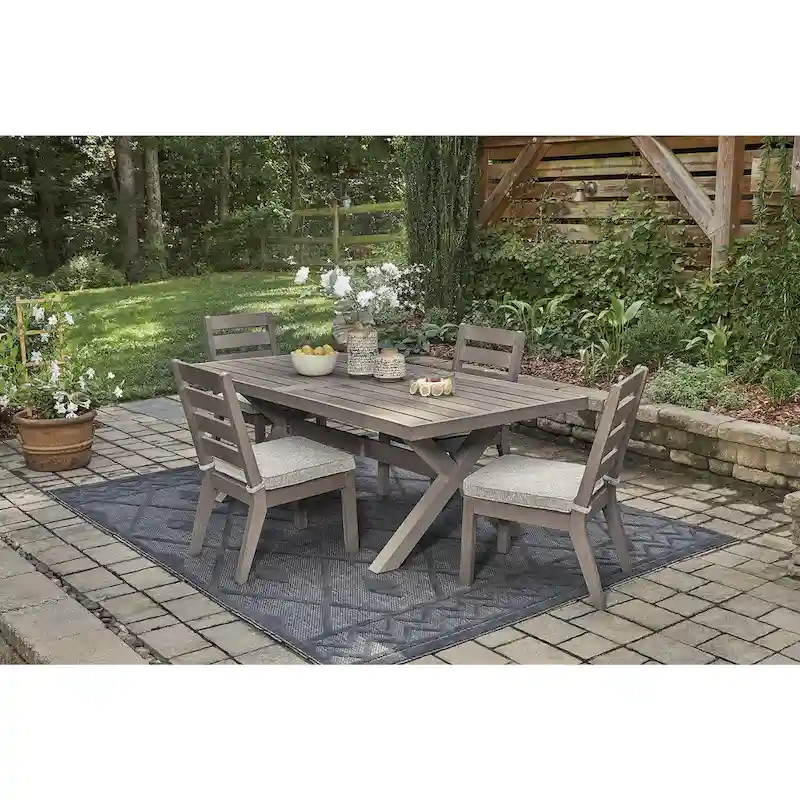 Signature Design by Ashley Hillside Barn Brown/Gray 5-Piece Outdoor Dining Package - 84 W x 42 D x 29 H