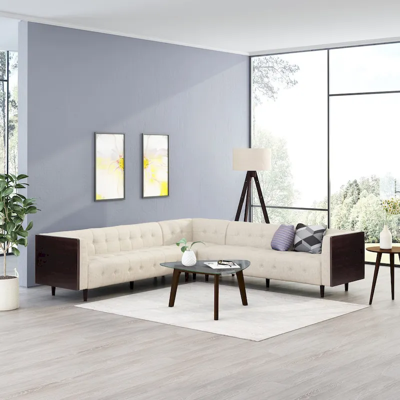 Clermont Mid-century Tufted Sectional Sofa by Christopher Knight Home - 114.00  L x 114.00  W x 30.75  H