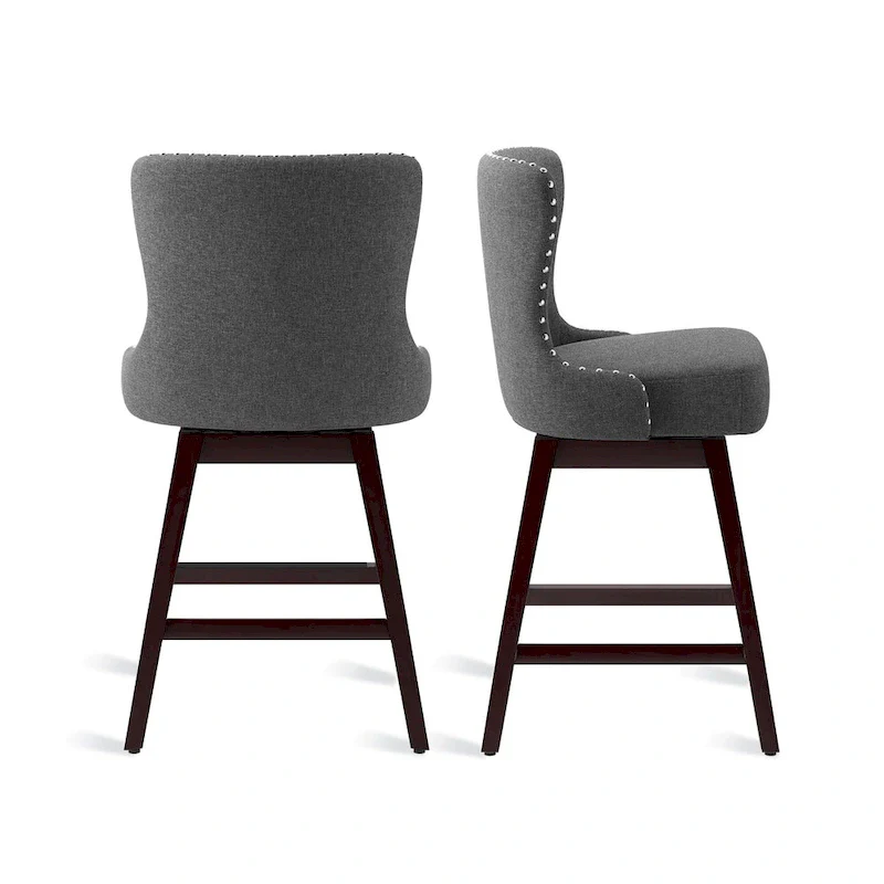 26 in. Faux Leather Swivel Bar Stool - Mid-Century Modern