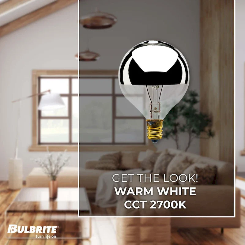 Bulbrite Pack of (25) Dimmable Half Chrome G16.5 Candelabra (E12) Incandescent Bulb