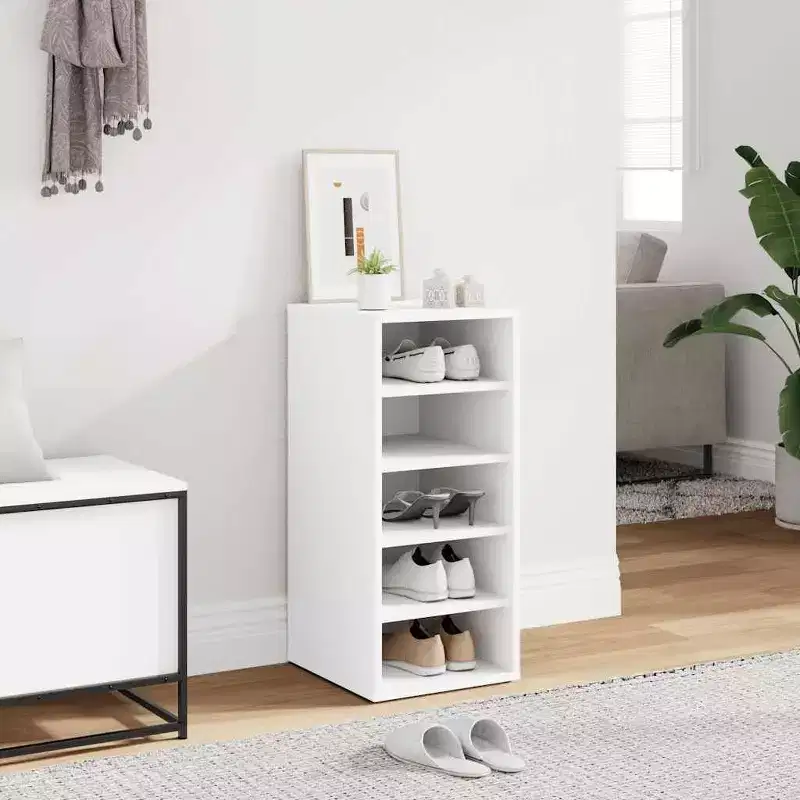 vidaXL Shoe Cabinet White Engineered Wood 12.4x13.8x27.6 in Shoe Cabinet
