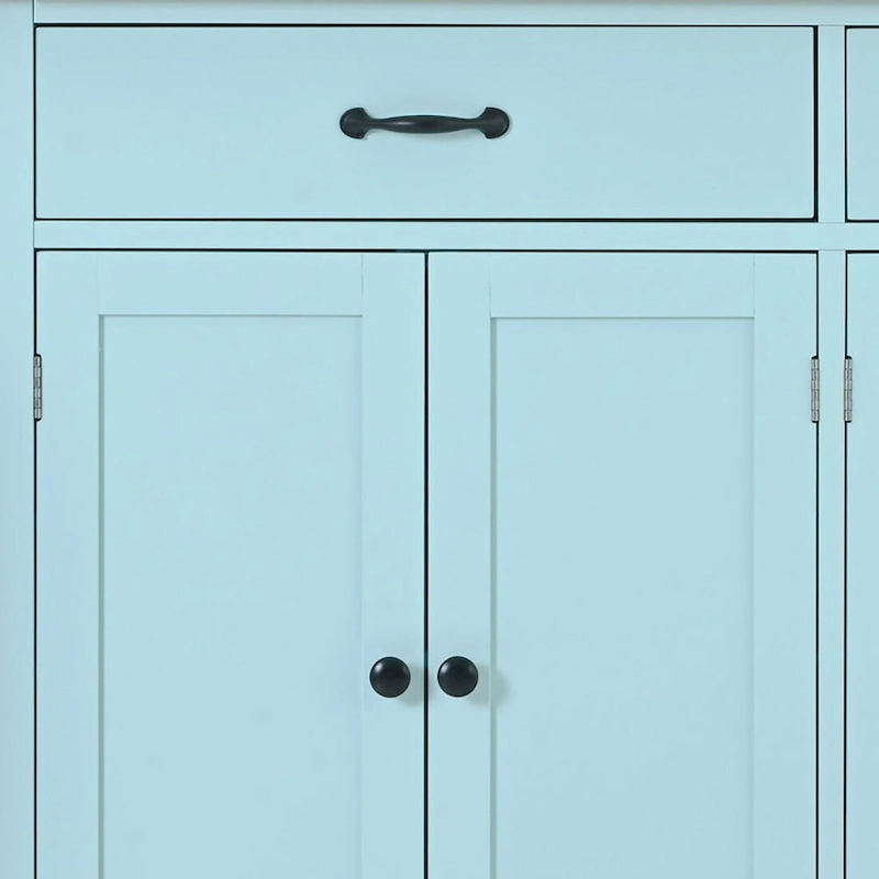 Classic Wooden Kitchen Island Cart with 2 Drawers, 2 Cabinets, a Towel Rack and a Spice Rack