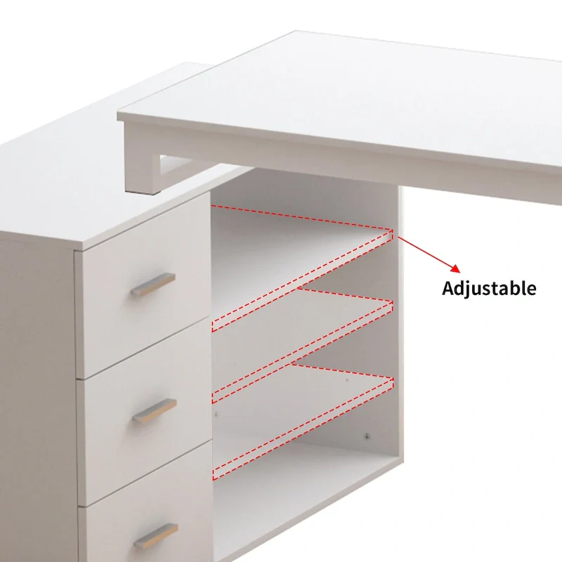 L-Shape Executive Desk - Brown Wood Finish - Single User