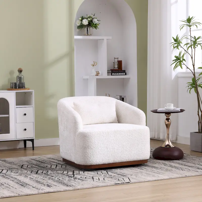 Swivel Barrel Chair, Comfy Round Accent Sofa Chair for Living Room, 360 Degree Swivel Barrel Club Chair