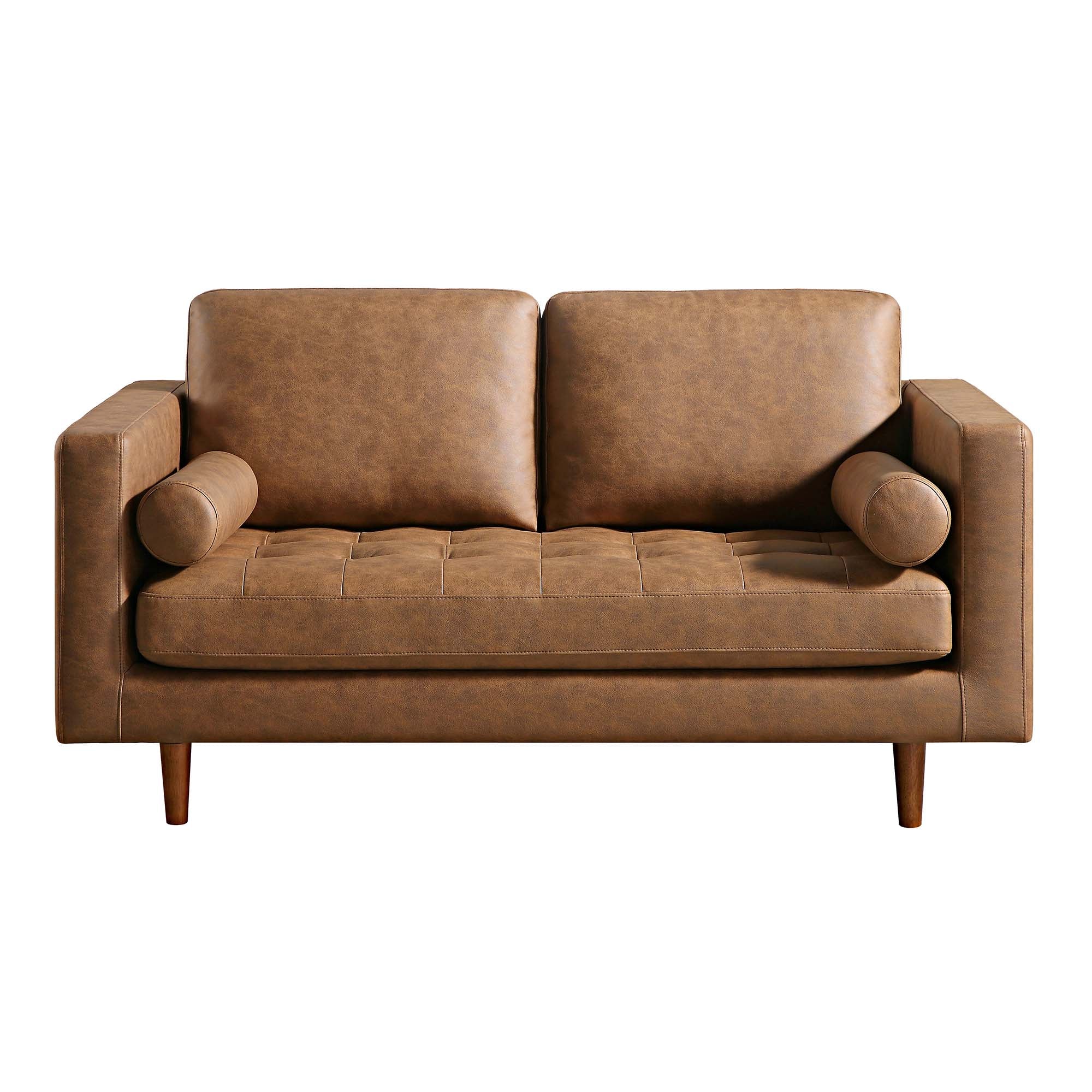 2-Seater Sofa, Tan Faux Suede