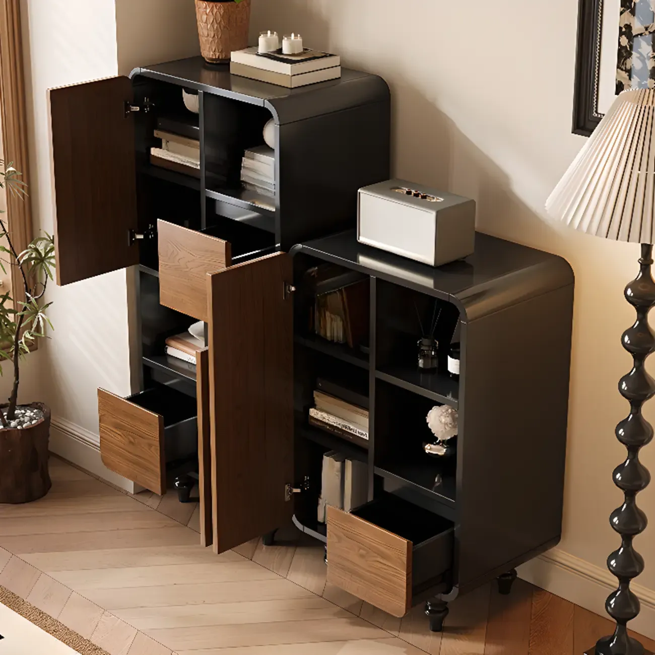 Mid-Century Modern Wooden Vertical Display Bookcase