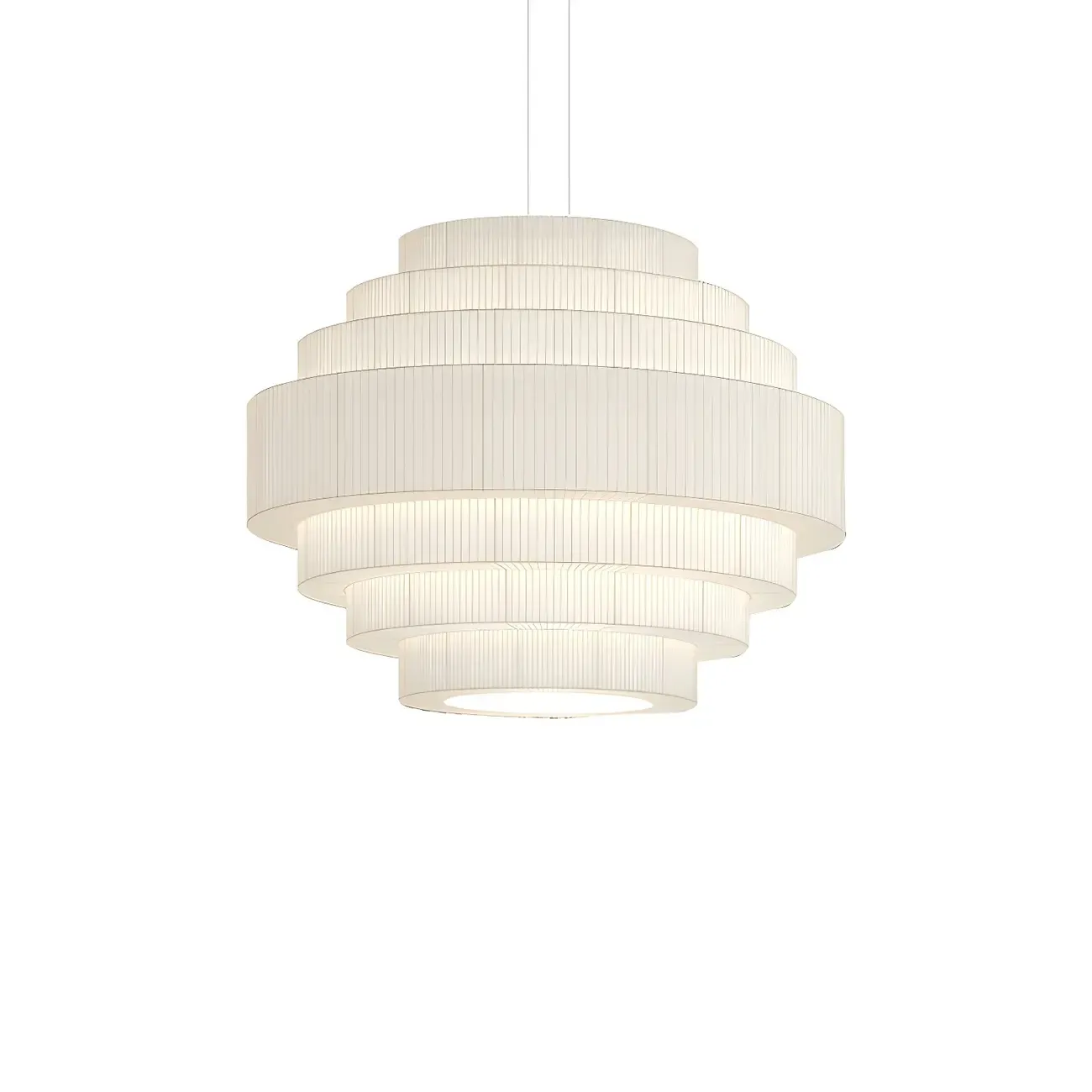 Modern White Geometric Fabric Tiered Chandelier