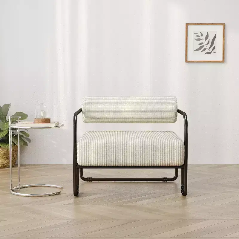 27 Modern Iron Accent Chair , Comfy Lazy Armchair for Living Room and Bedroom 4A - ModernLuxe