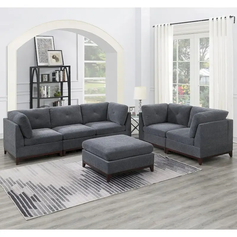 6 Piece Chenille Modular Sofa Set