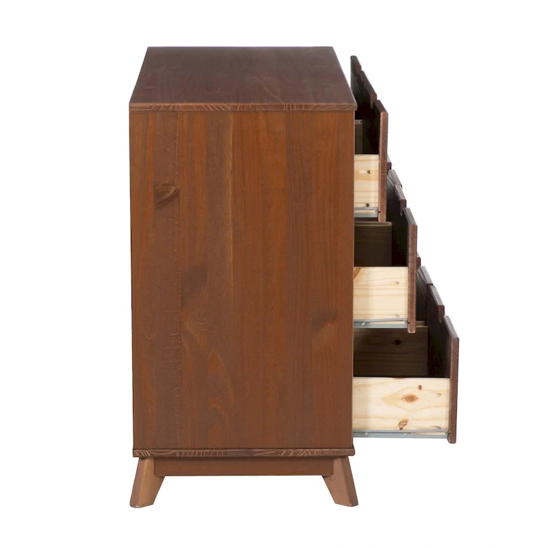 Purcell Pine Wood 3-Piece Bedroom Set with 6-Drawer Dresser and 3-Drawer Nightstands (Set of 2)