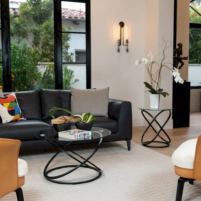 Cross Base Tempered Glass Round Coffee Table