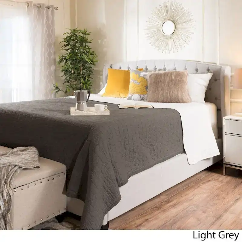 Costello Upholstered Tufted Fabric Queen Bed Set by Christopher Knight Home