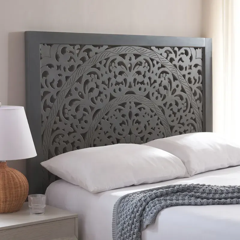 Grey Walnut Cut-Out Pattern Headboard