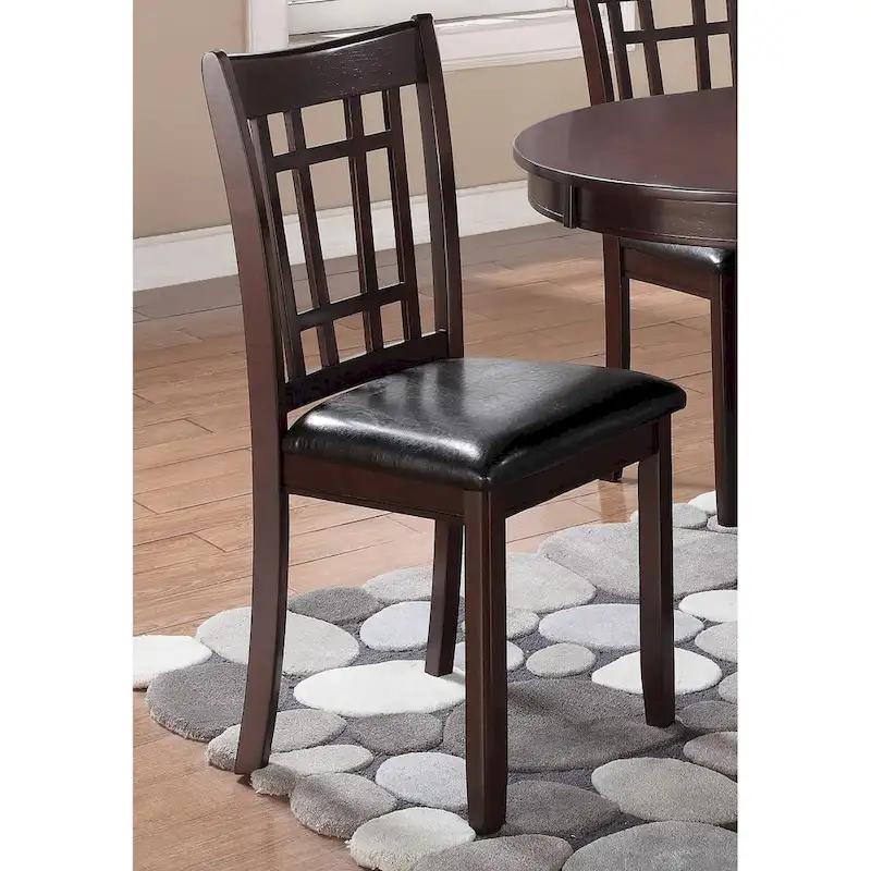 Cross Back Dining Side Chairs with Faux Leather Seat, Set of 2