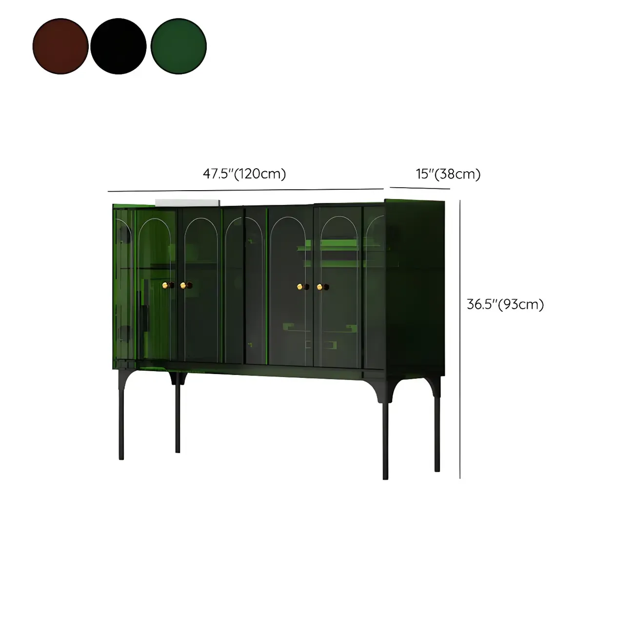 Modern Plastic/Acrylic Sideboard Cabinets with Shelves in Red