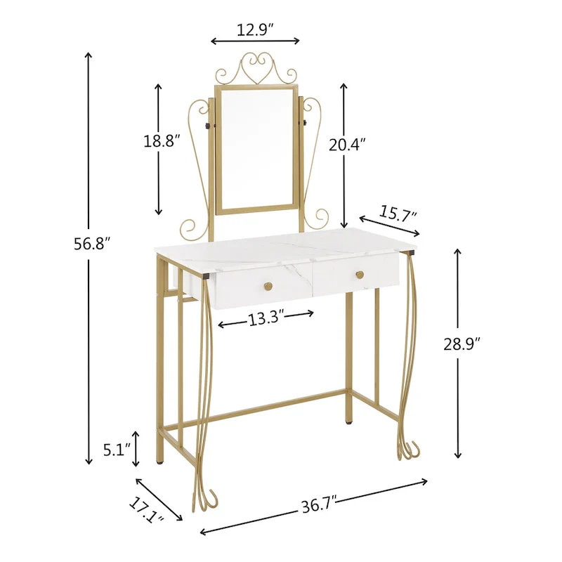 Vanity Mirror Table Set