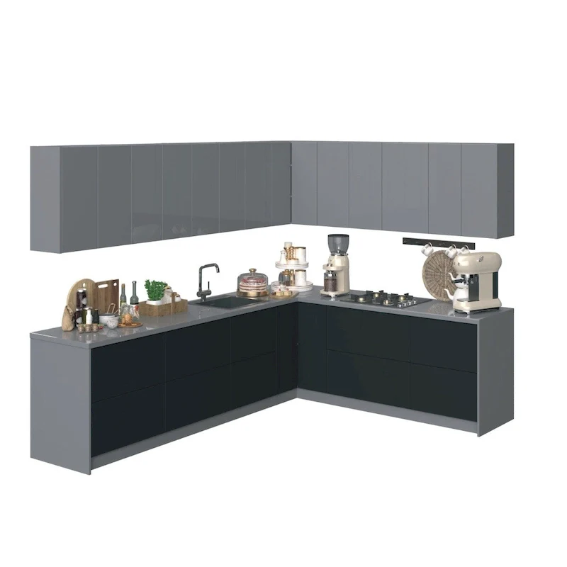Silver / Black / White Modern Kitchen Cabinet Set – 10ft Wide (94×120)