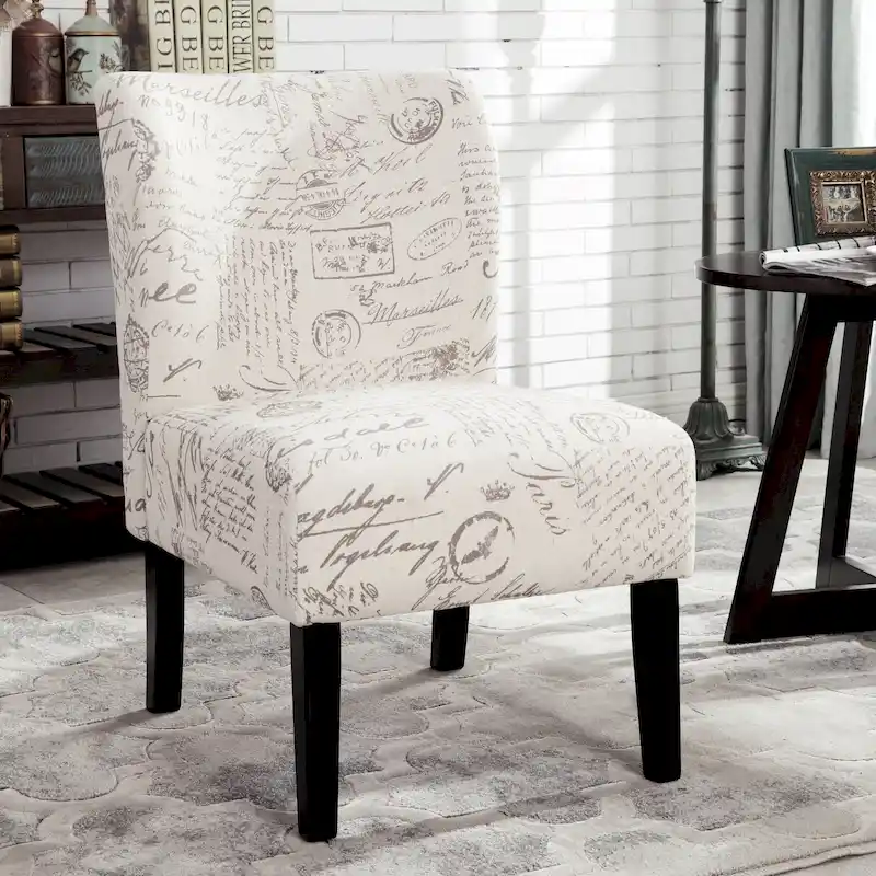 White 29.13 Upholstered Accent Chair with Wood Legs