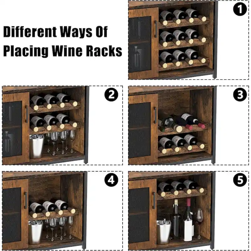 IDEALHOUSE Wine Bar Rack Cabinet with Light