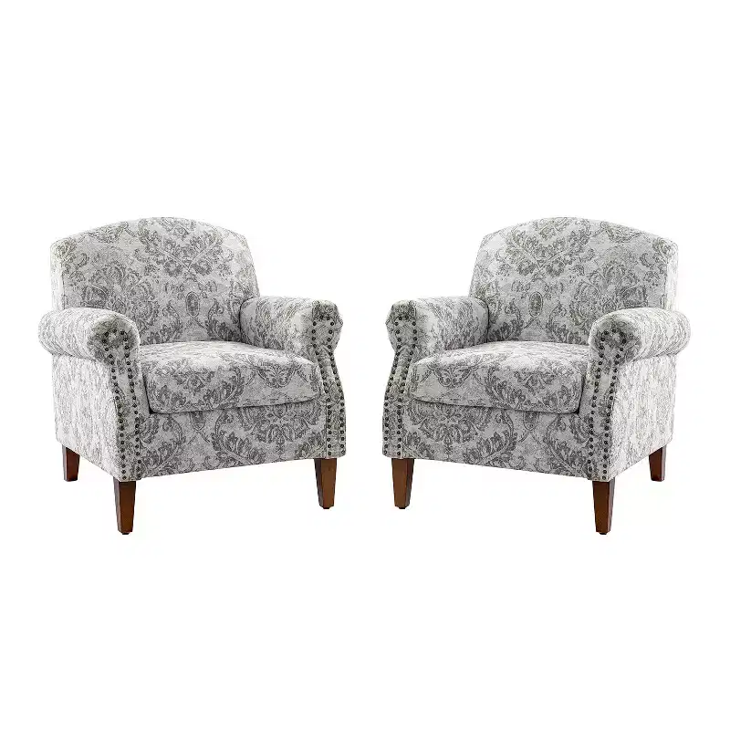 Set of 2 Giampiero Living Room Comfty Armchair with Nailhead Trims| ART OF LIVING DESIGNS