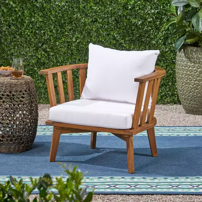Okak Boho Patio Accent Chair/Loveseat,Set of 1/2,Outdoor Acacia Leisure Chairs Upholstered Armchair for Backyard,Patio&Garden,400lbs Max