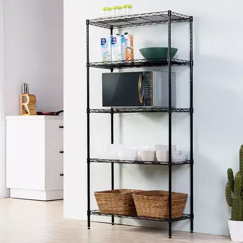 Black Metal 5-Tier Heavy Duty Adjustable Configuration Shelving Unit
