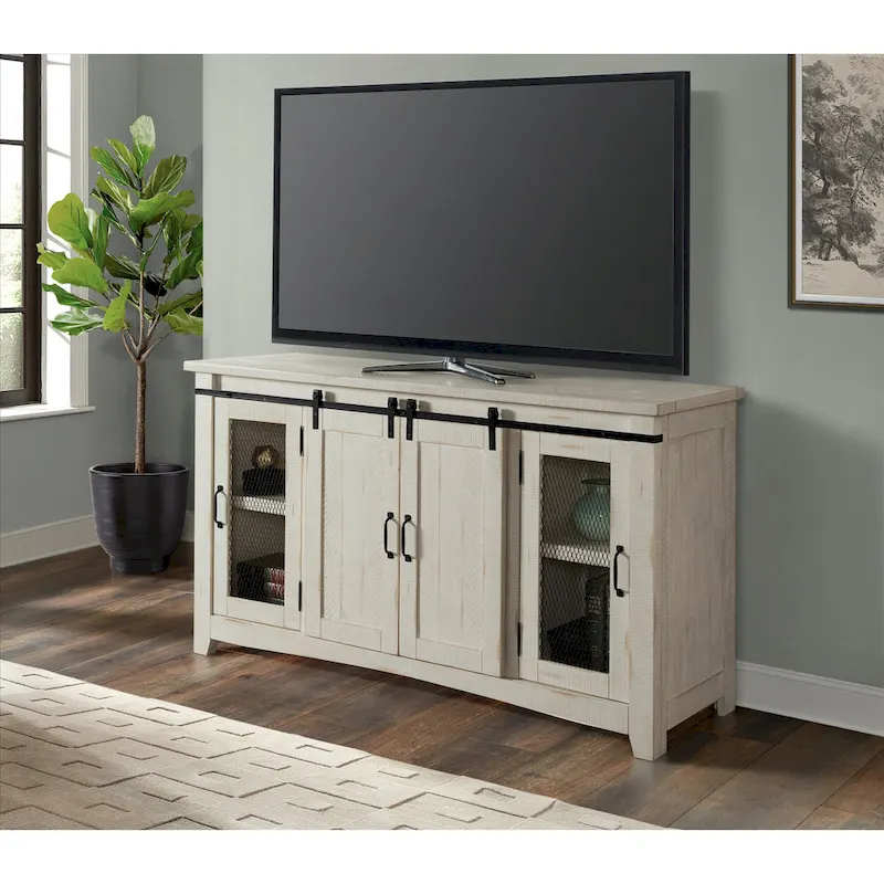 Espresso / Black-pine / White — Barn Door TV Stand Console, Fits TVs up to 70