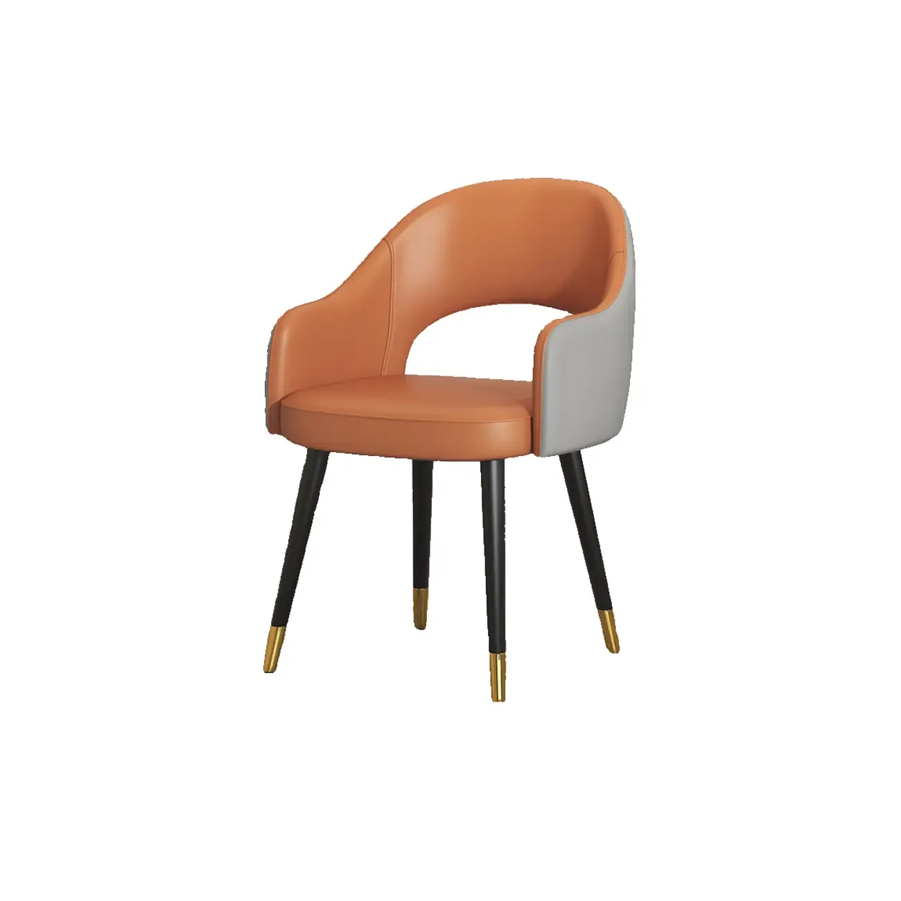 Open Curved Back Leather Armrest Dining Chairs