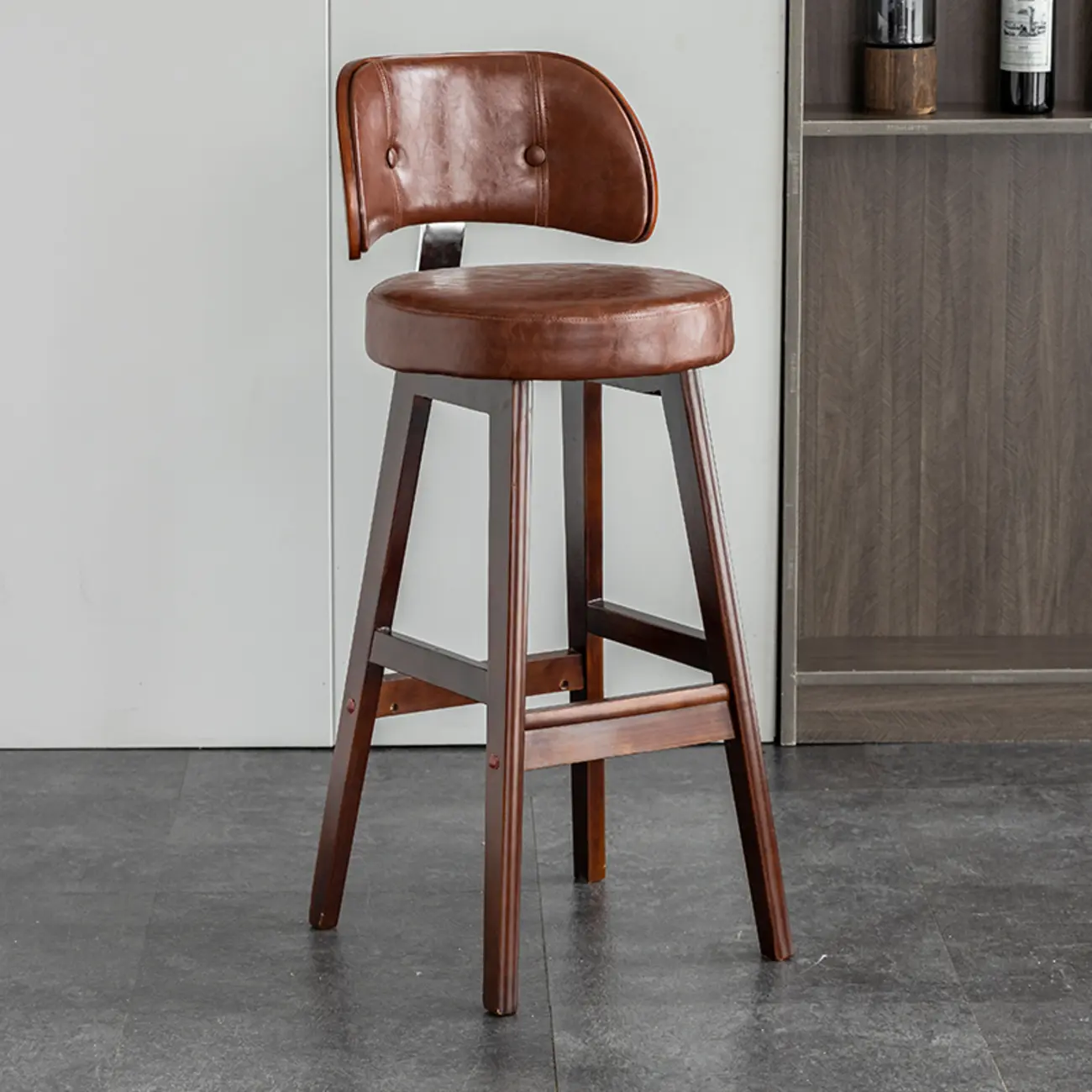 Modern Wood Upholstered Bar Stools with Back