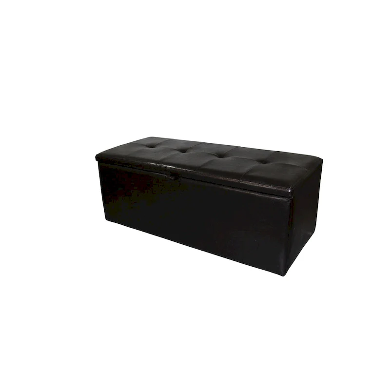 Brown Faux Leather Storage Bench, 1–2 Person Seating