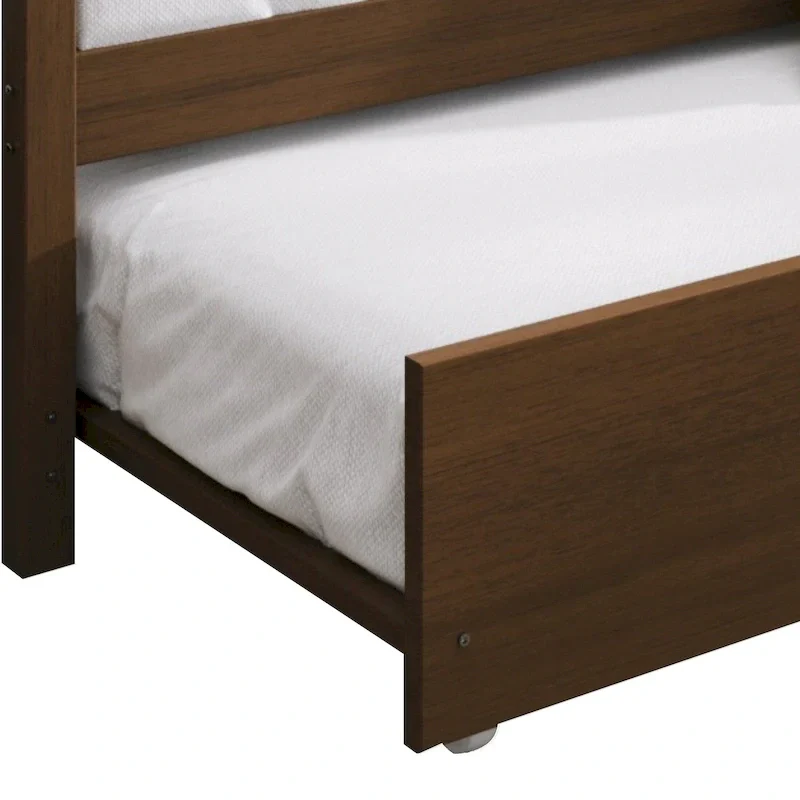 White/Walnut/Black/Light Oak/Antique Grey Railing-Style Twin Daybed with Trundle