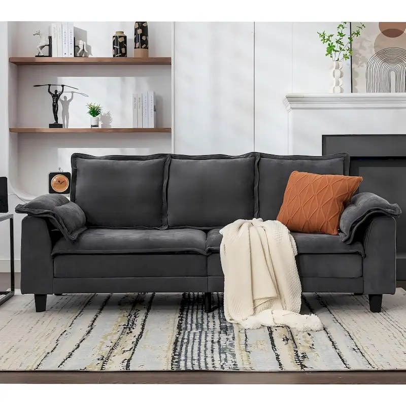 Tufted Upholstered 3 Seater Sofa Modern Chenille Couches