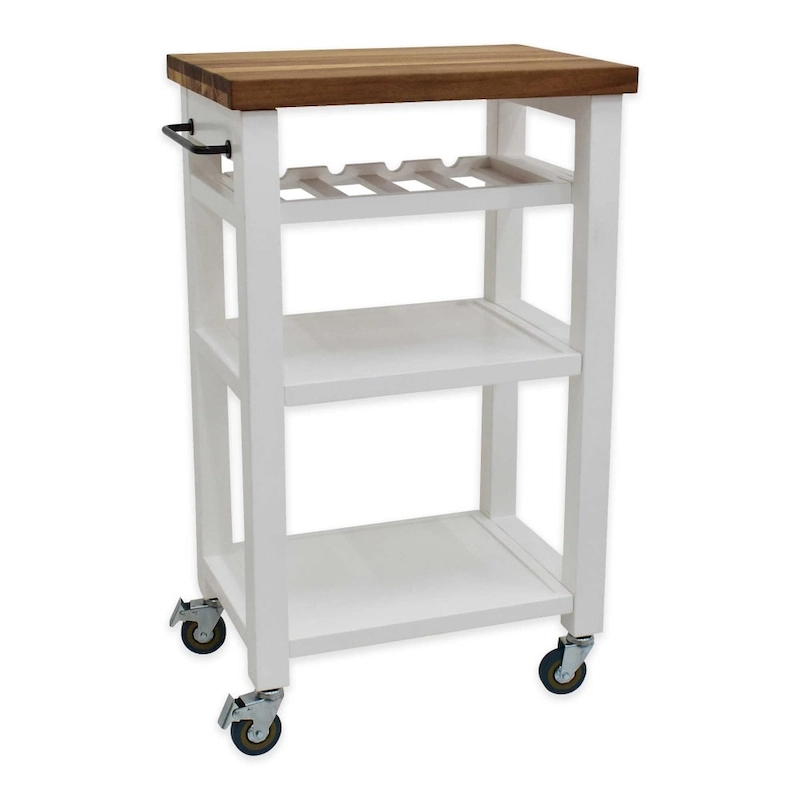 Steve Silver Bautzen Solid Acacia Wood Rolling Utility Cart