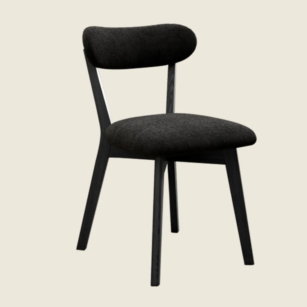 Walnut Wood Mid-Century Modern Upholstered Dining Chair