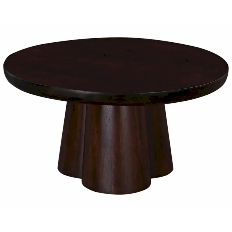 31 in. Wood Round Pedestal Coffee Table