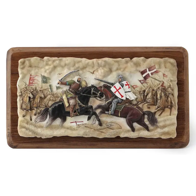 Veronese Design 16.54  L BATTLE OF HATTIN WOODEN WALL PLAQUE Multicolor Resin and Wood