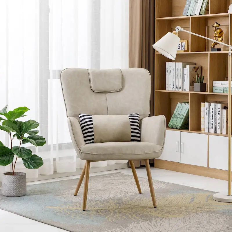 Hausfame Faux Leather Wingback Accent Chairs Living Room Chairs