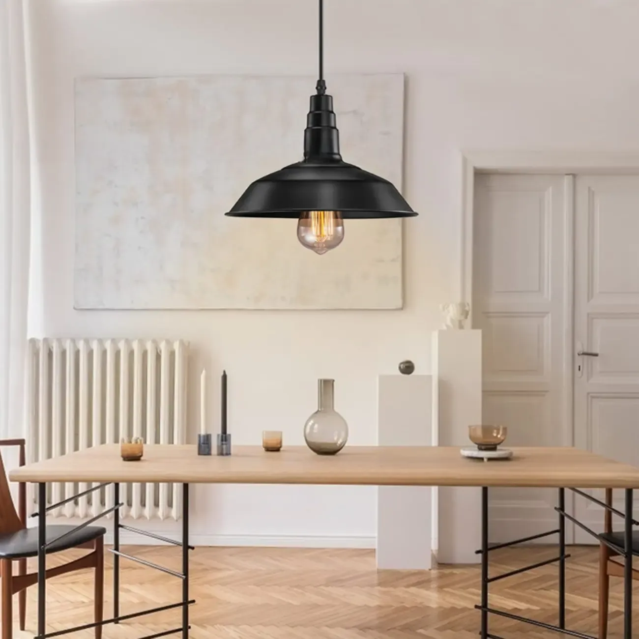 Industrial Black Iron Barn Pendant Light for Kitchen