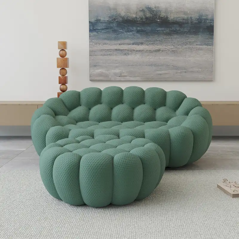 3D Honeycomb Fabric Upholstered Bubble Sofa Modern Loveseat