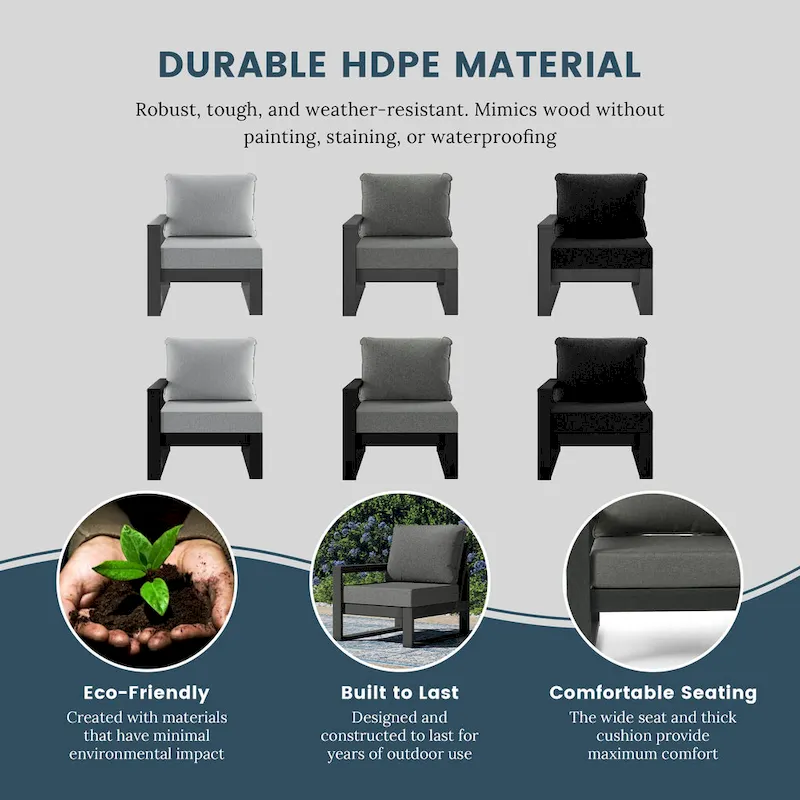 Polytrends Endless Patio 5-Piece Deep Seating Set with Ottoman with Gray Frame