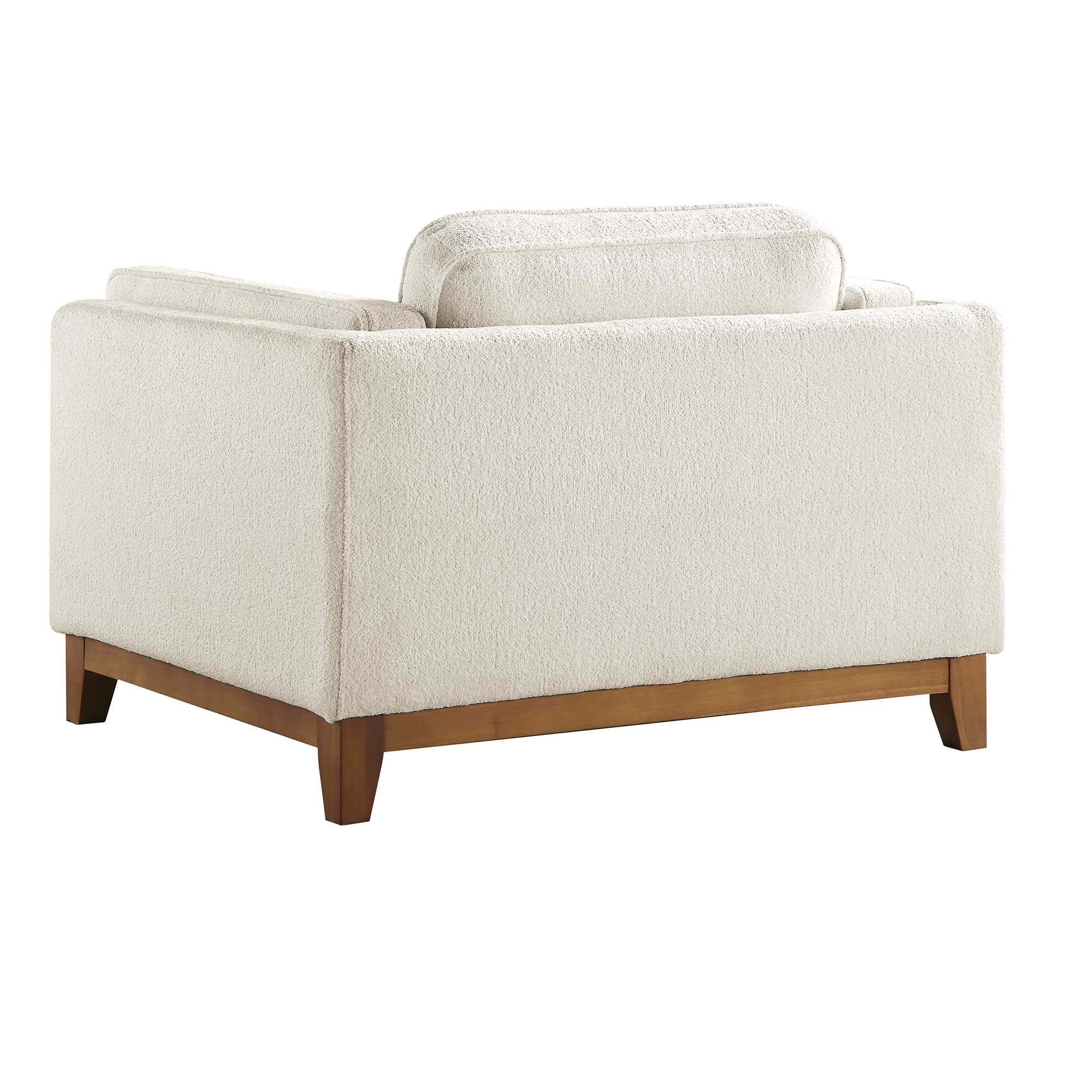 Beige Boucle Fabric Sofa, 1-Seater