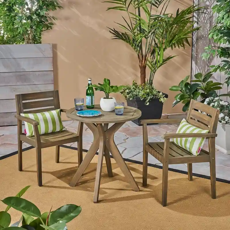 Stamford Outdoor 5 Piece Acacia Wood Dining Set wit Straight Legged Dining Table by Christopher Knight Home