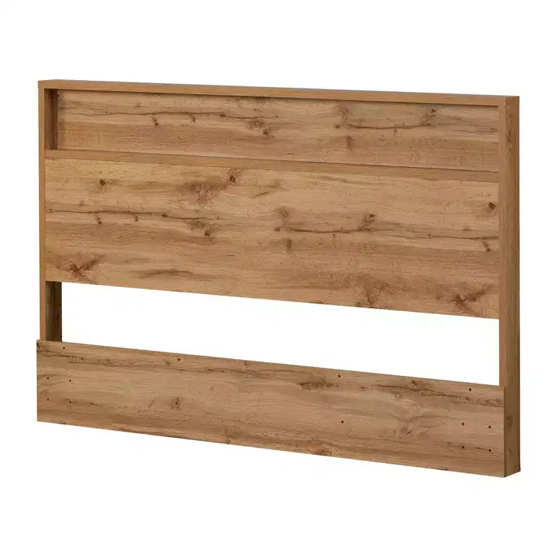South Shore Queen Musano Headboard Nordik Oak: Modern Storage Shelf, 5-Year Warranty, Particle Board Construction