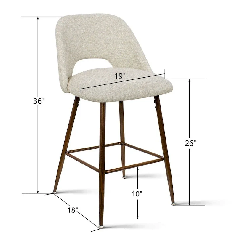 Upholstered Modern Bar Stool Walnut Leg
