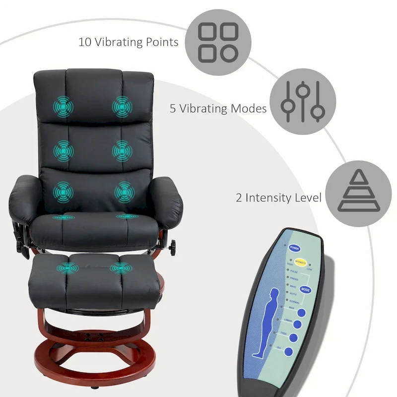 High Back Swivel Massage Recliner Chair with Ottoman