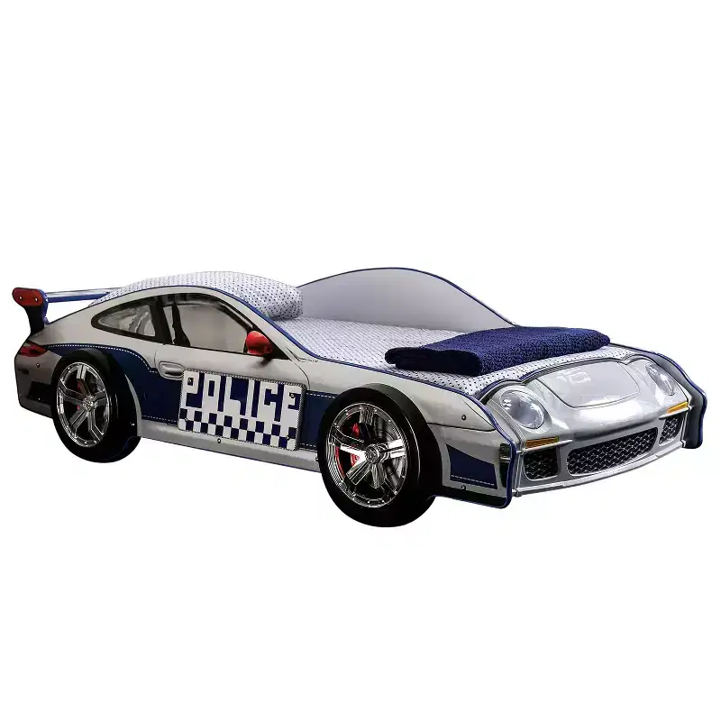 Twin Quessa Police Car Kids' Bed with Led Headlight Chair Black/White - HOMES: Inside + Out