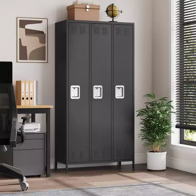 3 Doors Employee Lockers for Office, Metal Sorage Locker Combination, Lockable Employees Metal Locker With Door, Industrial Storage Lockers