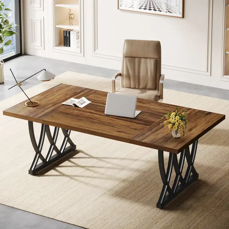 71 Wood Metal Home Office Executive Computer Desk Writing Table